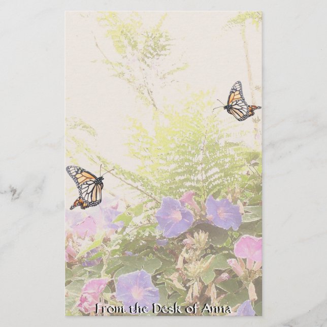 Monarch Butterfly Flower Floral Stationery (Front)