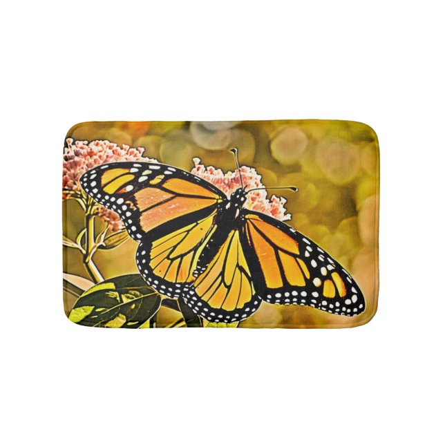  Monarch Butterfly Garden Art Bath Mat (Front)