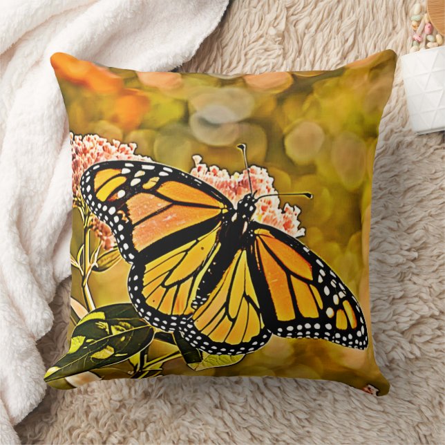  Monarch Butterfly Garden Art Cushion (Blanket)