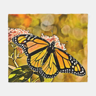 Monarch Butterfly Garden Art Fleece Blanket