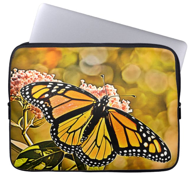  Monarch Butterfly Garden Art Laptop Sleeve (Front)