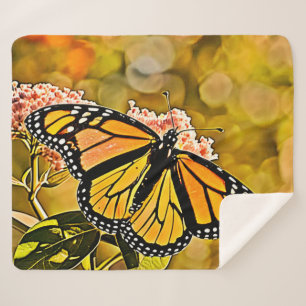 Monarch Butterfly Garden Art Sherpa Blanket