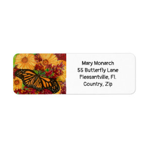 Monarch Butterfly Garden Watercolor Address Label