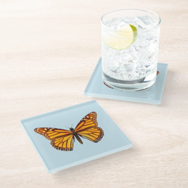 Monarch Butterfly Glass Coaster (Angled)