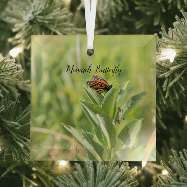 Monarch Butterfly  Glass Tree Decoration (Insitu)