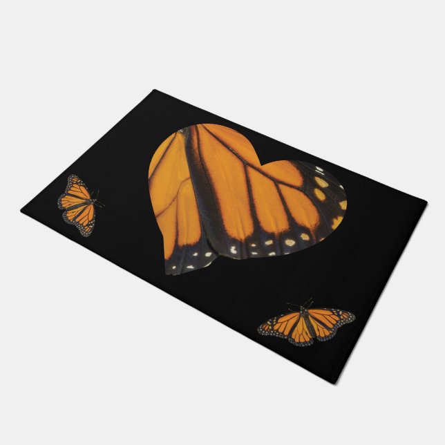 Monarch Butterfly Heart Wings of Butterfly Doormat (Angled)