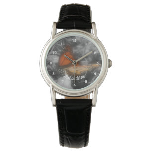Monarch Butterfly In Black And White Personalised Watch