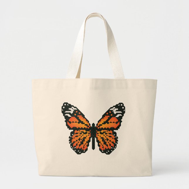 Monarch butterfly in polygon large tote bag (Front)