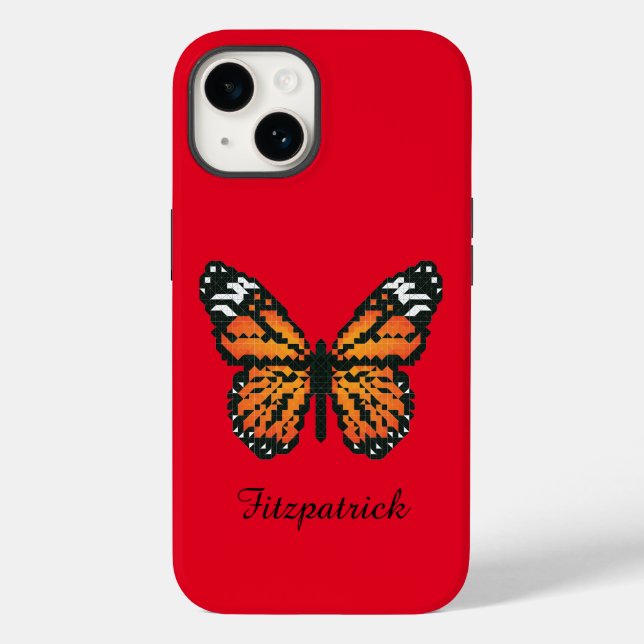 Monarch butterfly in polygon / Personalised name Case-Mate iPhone Case (Back)