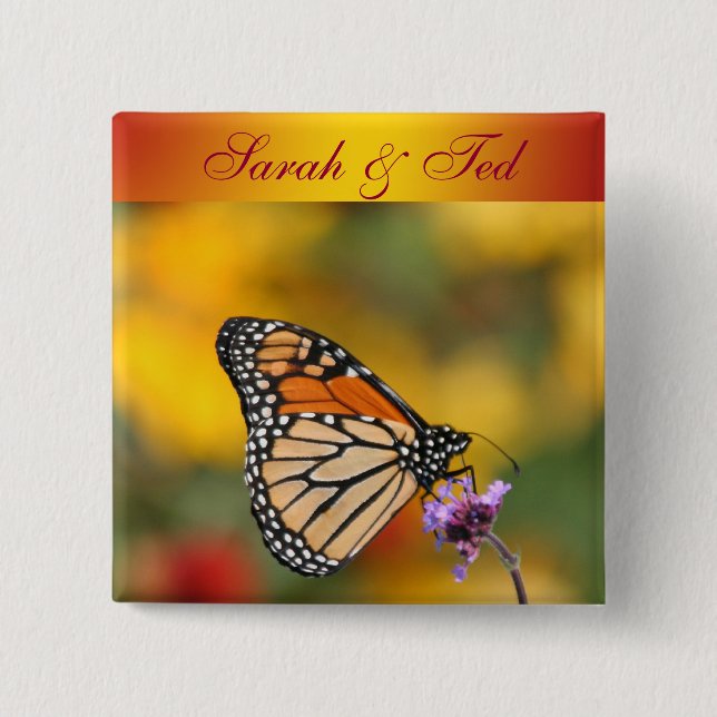 Monarch Butterfly In Search of Pollen 15 Cm Square Badge (Front)