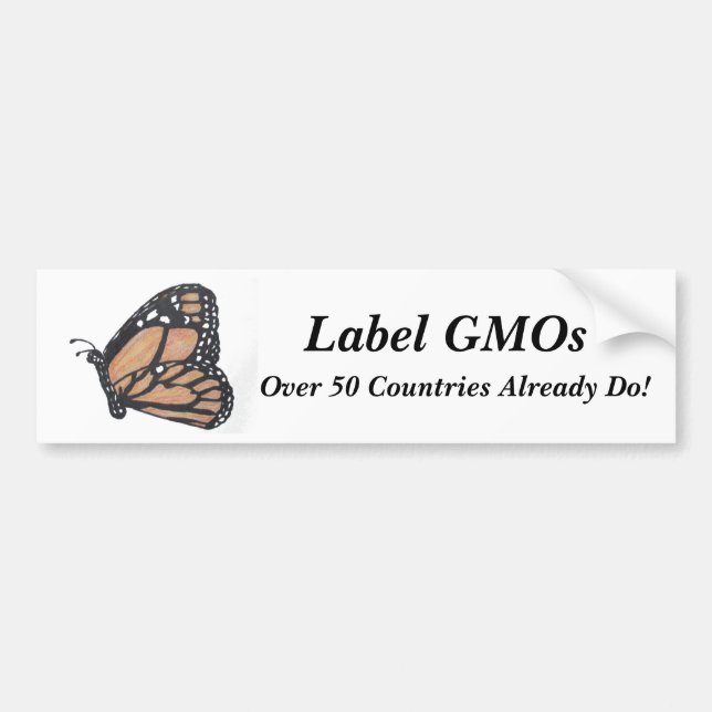 Monarch Butterfly "Label GMOs" Bumper Sticker (Front)