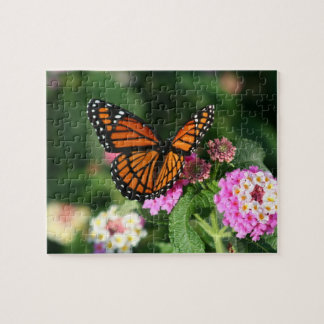 Monarch Butterfly, Lantana Flowers.Puzzle Jigsaw Puzzle