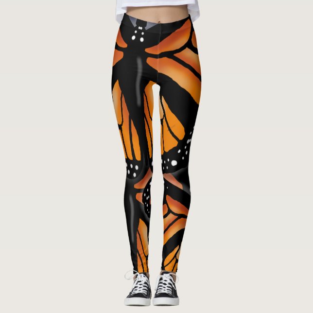 MONARCH BUTTERFLY LARGE PATTERN by Slipperywindow Leggings (Front)