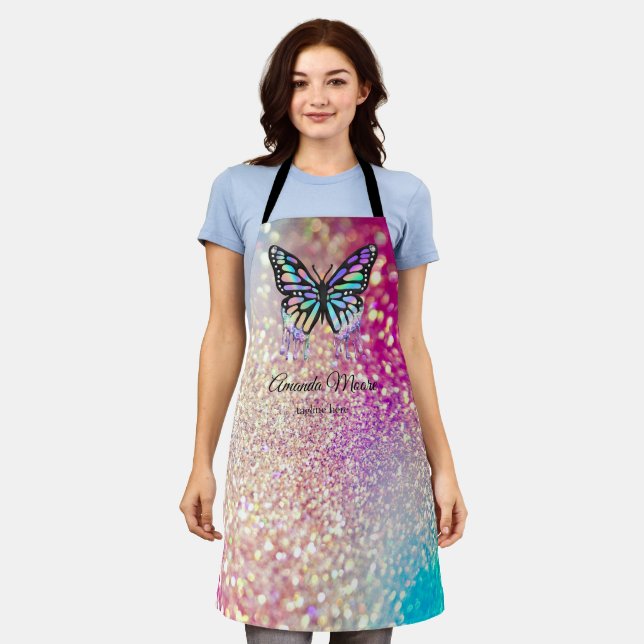 monarch butterfly life coach holographic drips apr apron (Worn)