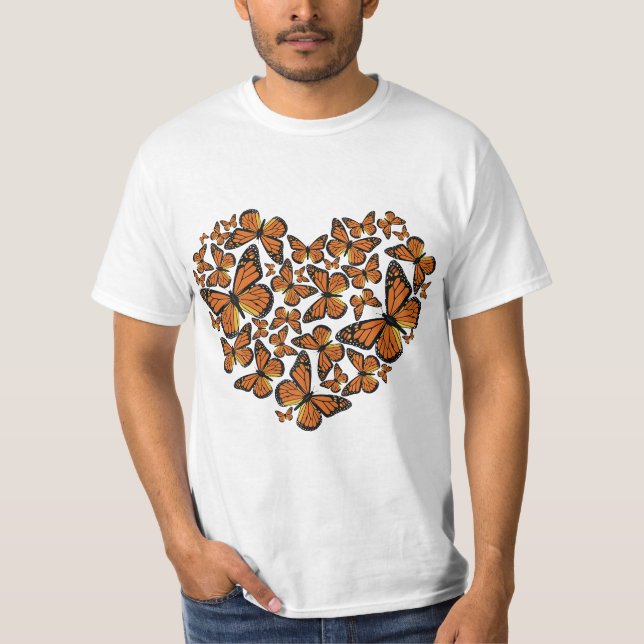 Monarch Butterfly Love Heart T Gift for Women and  T-Shirt (Front)