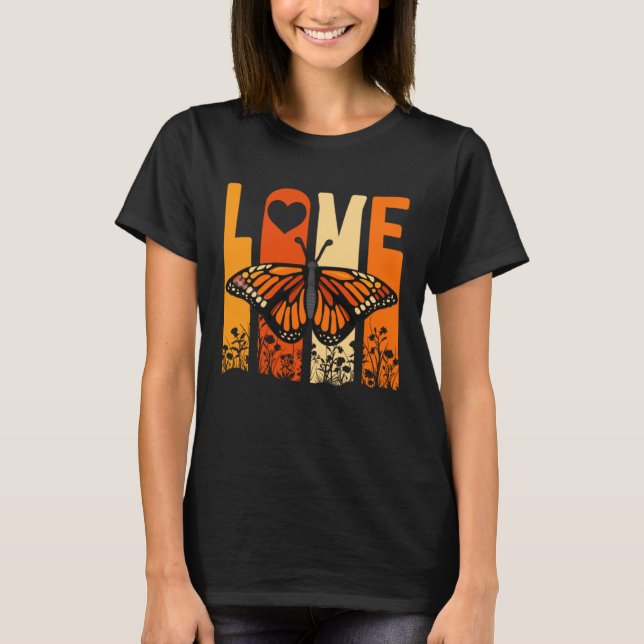 Monarch Butterfly Love Insect Collector Entomologi T-Shirt (Front)