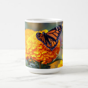 Monarch Butterfly Marigold Photo Coffee Mug