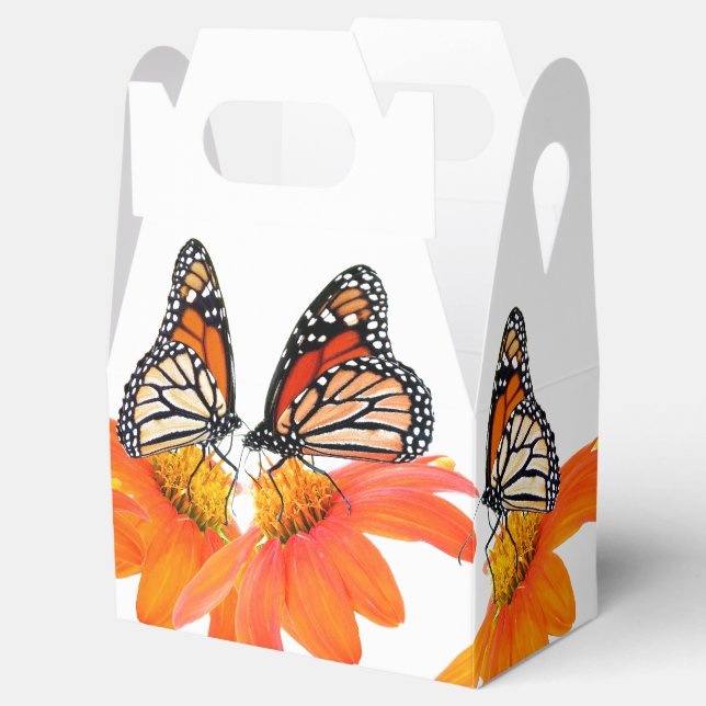Monarch Butterfly Mexican Sunflower Flowers Floral Favour Box (Opened)