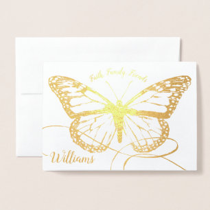 Monarch Butterfly Monogrammed Gold Foil Card