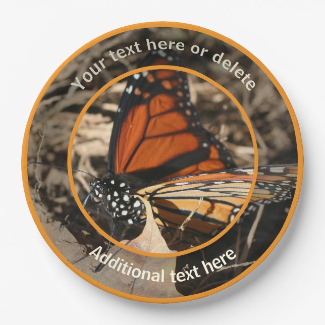 Monarch Butterfly Nature Personalised Party   Paper Plate (Front)