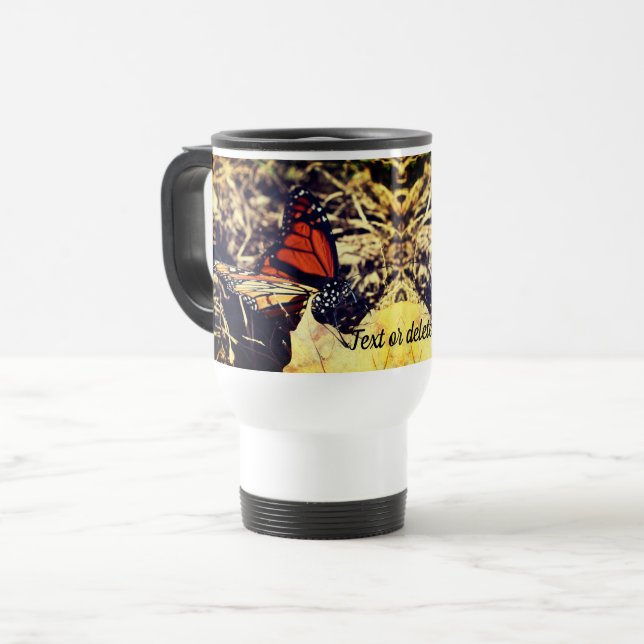 Monarch Butterfly Nature Personalised Travel Mug (Front Left)