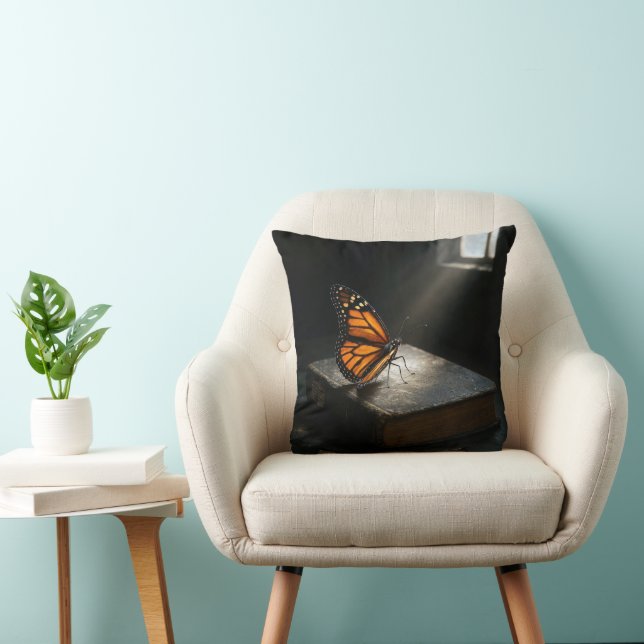 Monarch Butterfly On a Holy Bible Cushion (Chair)