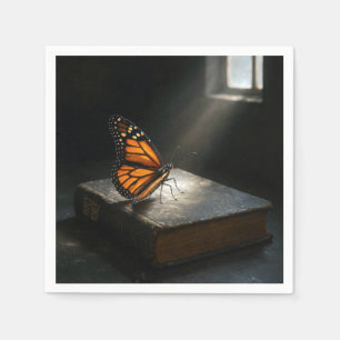 Monarch Butterfly On a Holy Bible Napkin