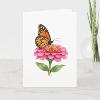 Monarch Butterfly on a Zinnia Card