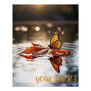 Monarch Butterfly on Autumn Leaf Poster