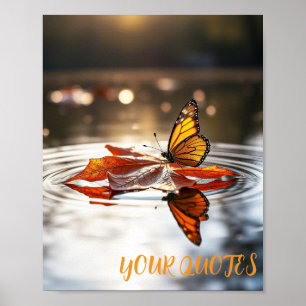 Monarch Butterfly on Autumn Leaf Poster