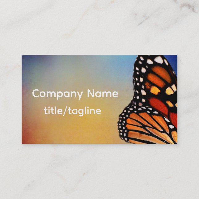 monarch butterfly on blue and orange nature  business card (Front)