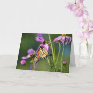 Monarch Butterfly on Cosmos Flowers Art Note Card