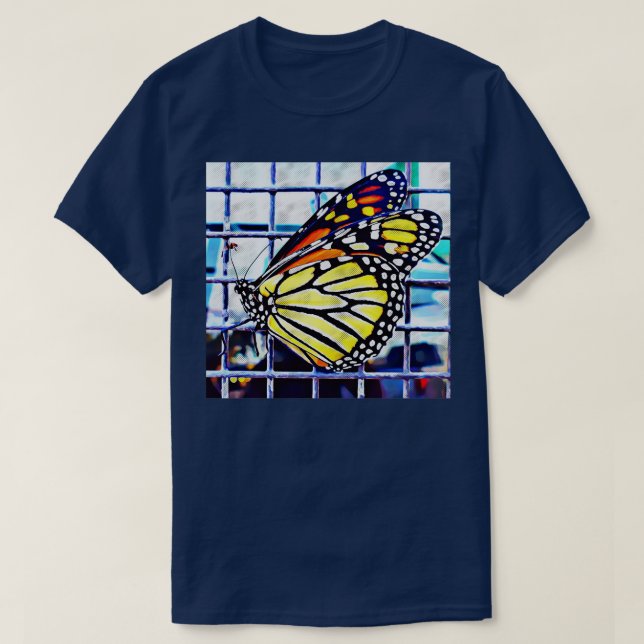 Monarch Butterfly on Fence T-Shirt (Design Front)