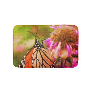 Monarch Butterfly On Flower Close Up Abstract  Bath Mat