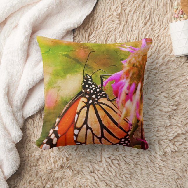 Monarch Butterfly On Flower Close Up Abstract  Cushion (Blanket)