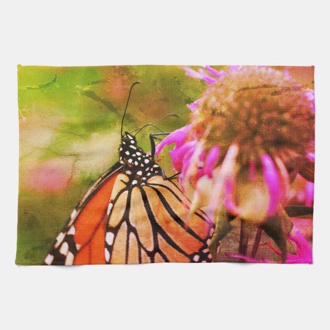 Monarch Butterfly On Flower Close Up Abstract  Tea Towel (Horizontal)