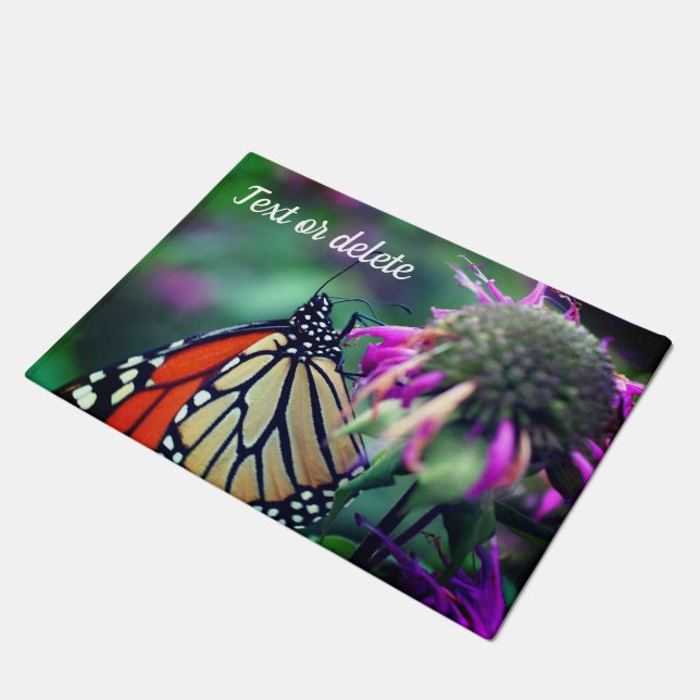 Monarch Butterfly On Flower Close Up Personalised Doormat (Angled)