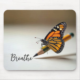 Monarch Butterfly On Pencil With Text Mouse Mat