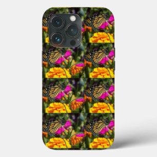 Monarch Butterfly on Pink Marigold Flower iPhone 13 Pro Case