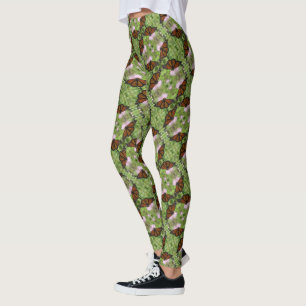 Monarch Butterfly on Pink Thistle Flower Leggings