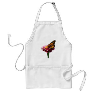 Monarch Butterfly on Pink Zinnia Standard Apron