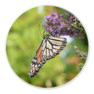 Monarch Butterfly on Purple Butterfly Bush Ceramic Knob