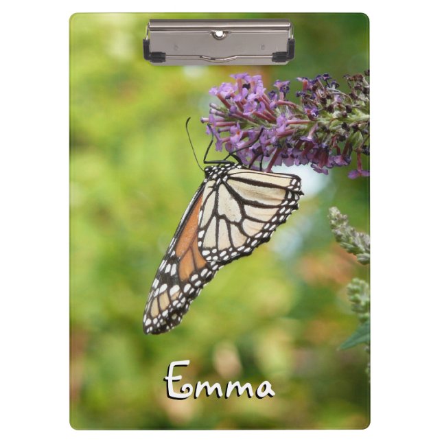 Monarch Butterfly on Purple Butterfly Bush Clipboard (Front)