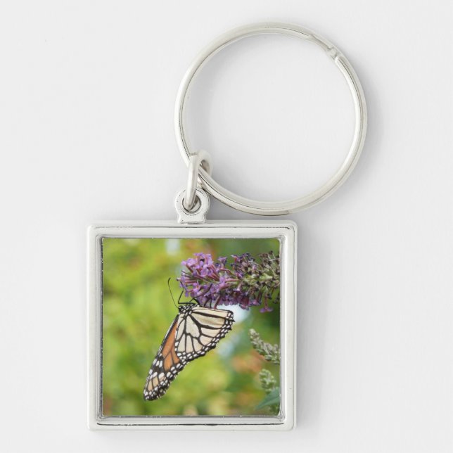Monarch Butterfly on Purple Butterfly Bush Key Ring (Front)