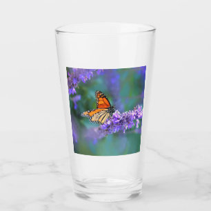 Monarch Butterfly on Purple lilac Flower Glass
