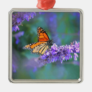 Monarch Butterfly on Purple lilac Flower Metal Tree Decoration