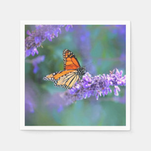 Monarch Butterfly on Purple lilac Flower Napkin