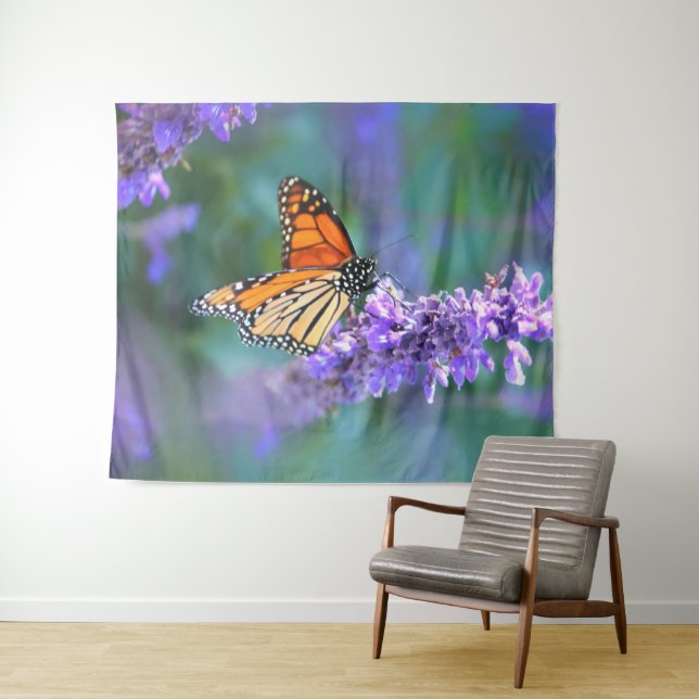 Monarch Butterfly on Purple lilac Flower Tapestry (In Situ (Horizontal))