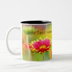 Monarch Butterfly on Red and Yellow Flower Two-Tone Coffee Mug