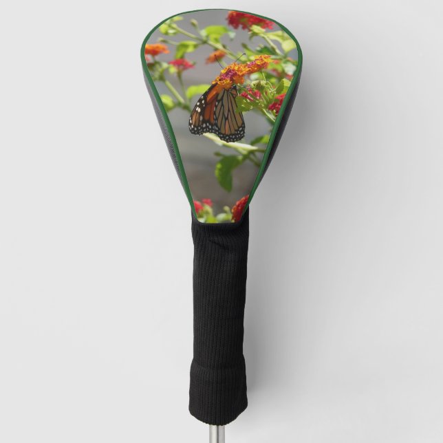 Monarch Butterfly on Red Butterfly Bush Golf Head Cover (Front)